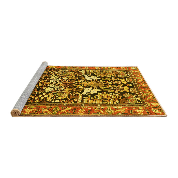 Sideview of Machine Washable Persian Yellow Traditional Rug, wshtr1214yw