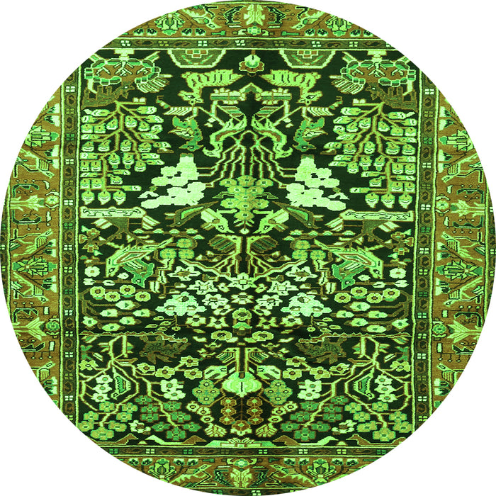 Square Persian Green Traditional Rug, tr1214grn