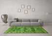 Machine Washable Persian Green Traditional Area Rugs in a Living Room,, wshtr1214grn