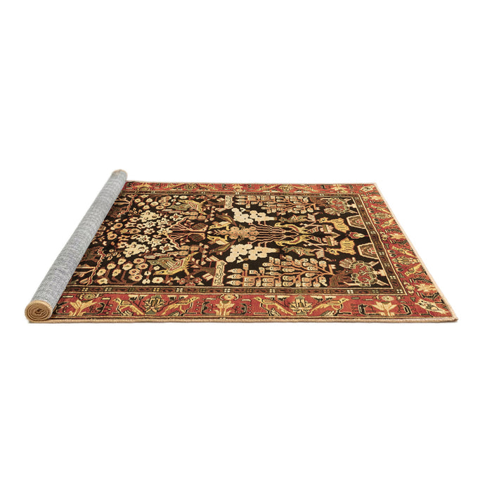 Sideview of Machine Washable Persian Brown Traditional Rug, wshtr1214brn