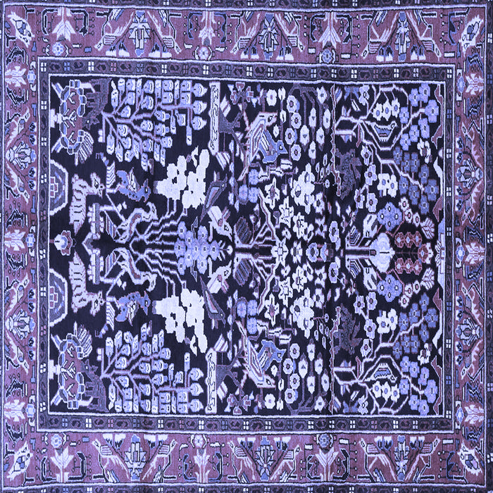 Square Machine Washable Persian Blue Traditional Rug, wshtr1214blu