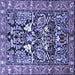 Square Machine Washable Persian Blue Traditional Rug, wshtr1214blu