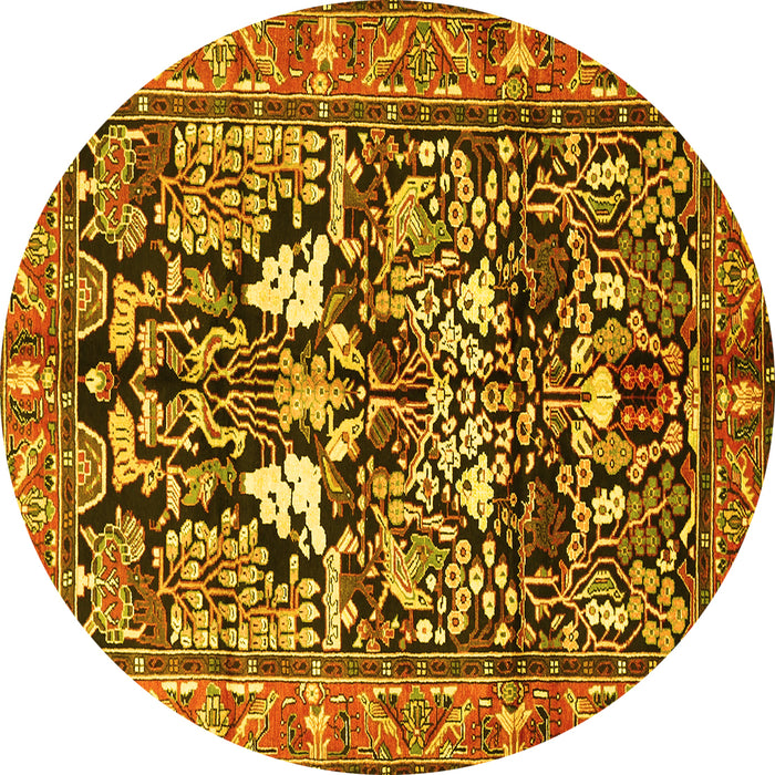 Round Persian Yellow Traditional Rug, tr1214yw