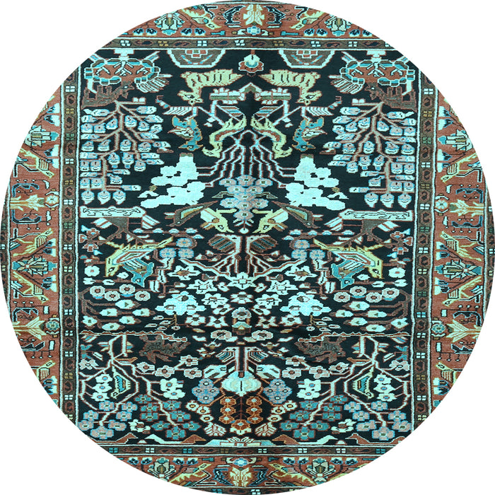 Round Persian Light Blue Traditional Rug, tr1214lblu
