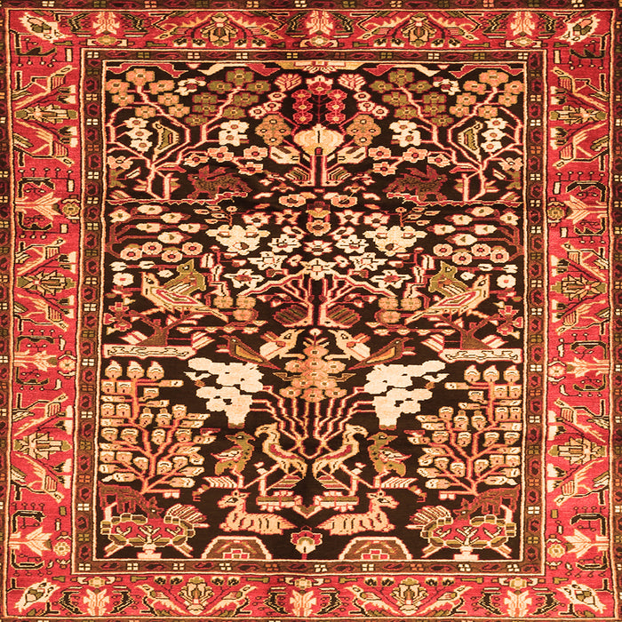 Round Machine Washable Persian Orange Traditional Area Rugs, wshtr1214org