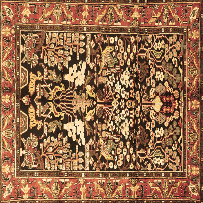 Square Machine Washable Persian Brown Traditional Rug, wshtr1214brn