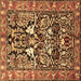 Square Machine Washable Persian Brown Traditional Rug, wshtr1214brn