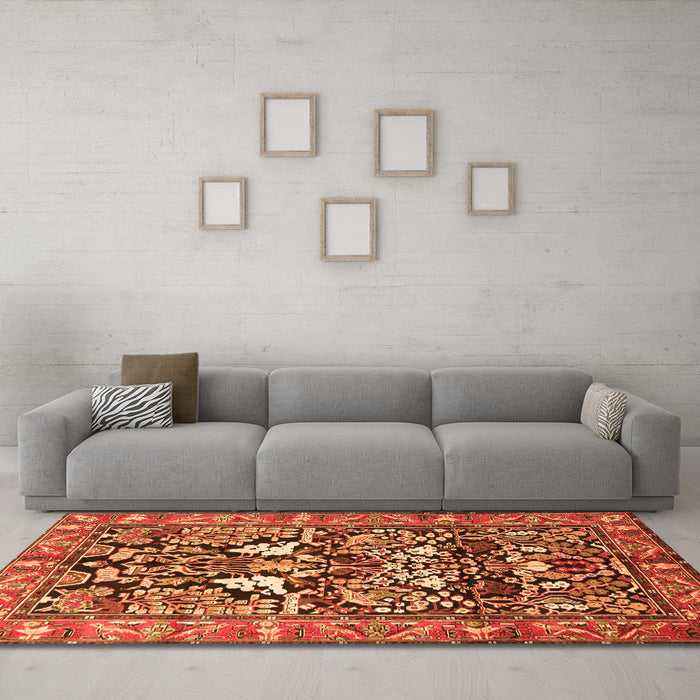 Machine Washable Persian Orange Traditional Area Rugs in a Living Room, wshtr1214org