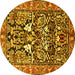 Round Machine Washable Persian Yellow Traditional Rug, wshtr1214yw