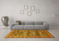 Machine Washable Persian Yellow Traditional Rug, wshtr1214yw