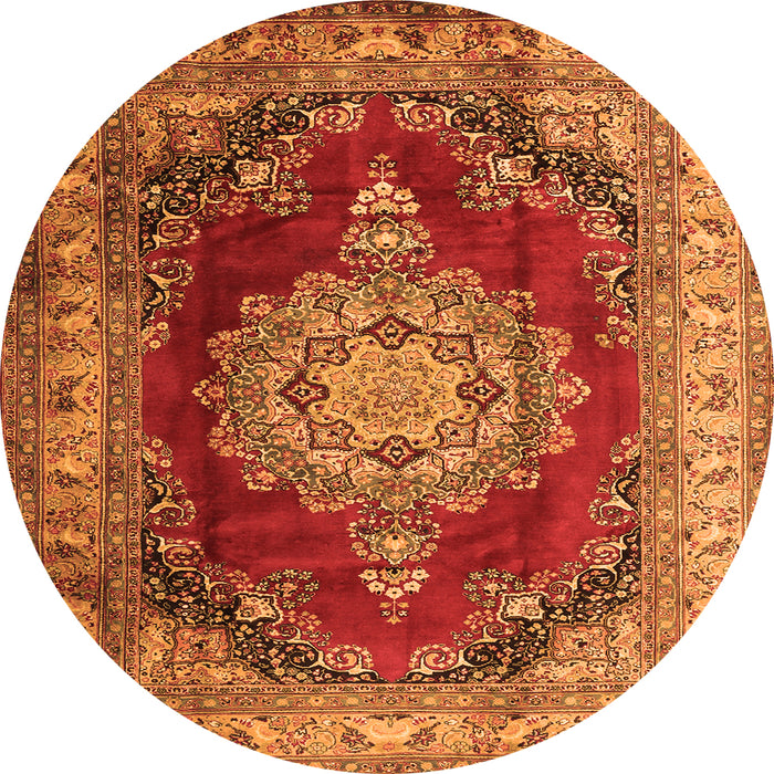Machine Washable Medallion Orange Traditional Area Rugs, wshtr1215org