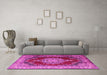 Machine Washable Medallion Pink Traditional Rug in a Living Room, wshtr1215pnk