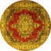 Round Medallion Yellow Traditional Rug, tr1215yw