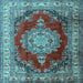 Square Medallion Light Blue Traditional Rug, tr1215lblu