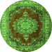 Machine Washable Medallion Green Traditional Area Rugs, wshtr1215grn