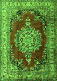 Medallion Green Traditional Rug, tr1215grn