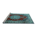 Sideview of Machine Washable Medallion Light Blue Traditional Rug, wshtr1215lblu