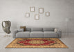 Machine Washable Medallion Brown Traditional Rug in a Living Room,, wshtr1215brn