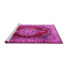 Sideview of Machine Washable Medallion Pink Traditional Rug, wshtr1215pnk