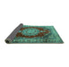 Sideview of Medallion Turquoise Traditional Rug, tr1215turq