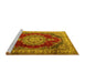 Sideview of Machine Washable Medallion Yellow Traditional Rug, wshtr1215yw