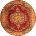 Square Medallion Orange Traditional Rug, tr1215org