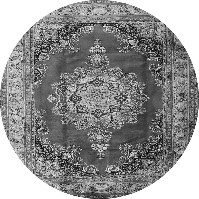 Machine Washable Medallion Gray Traditional Rug, wshtr1215gry