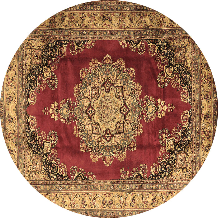 Round Medallion Brown Traditional Rug, tr1215brn