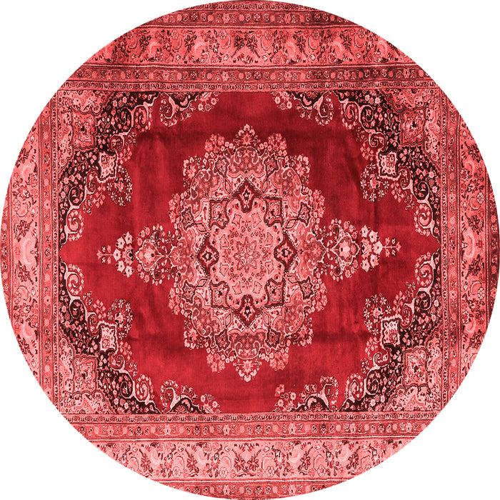 Machine Washable Medallion Red Traditional Rug, wshtr1215red