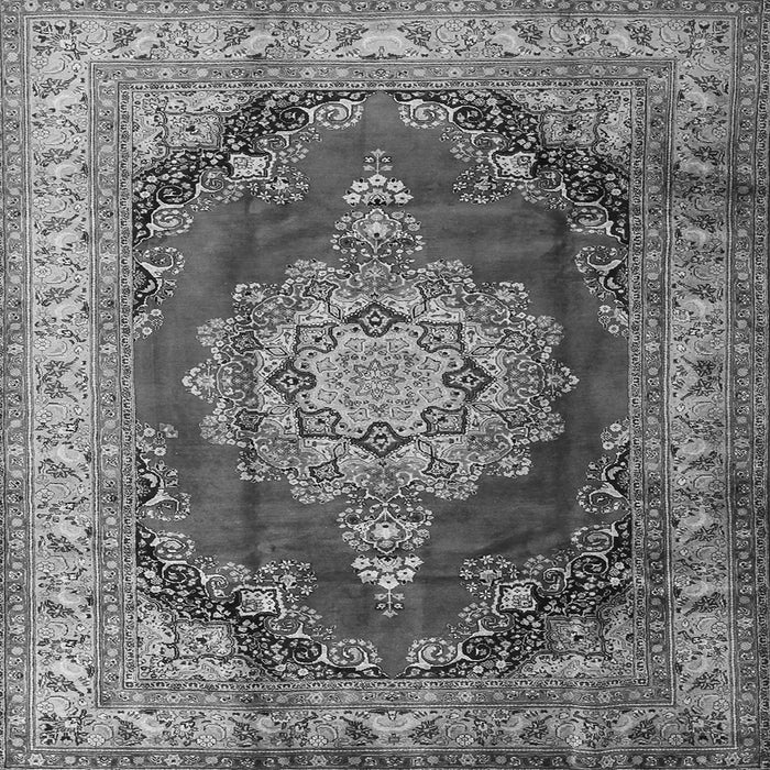 Round Machine Washable Medallion Gray Traditional Rug, wshtr1215gry