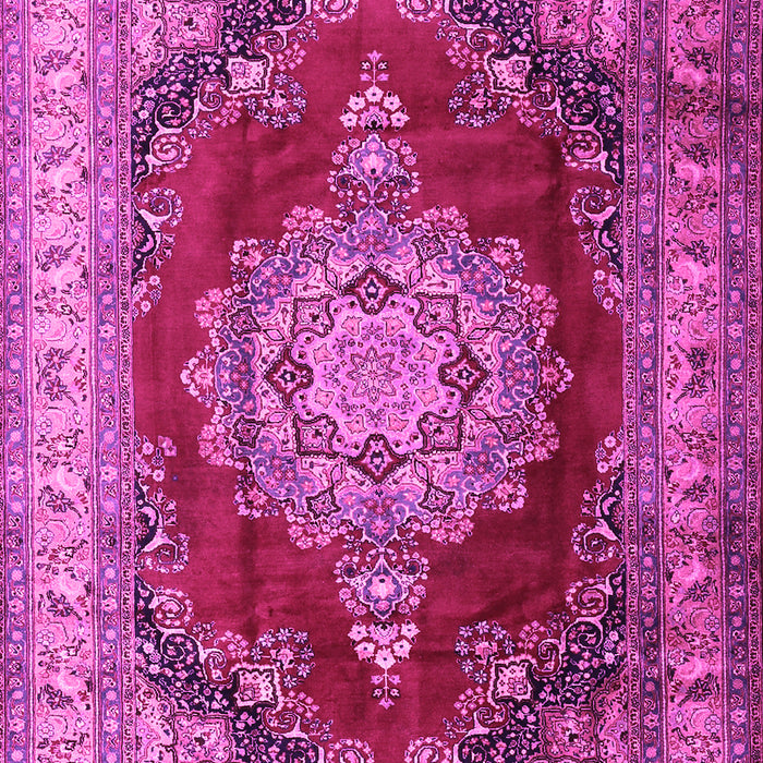 Machine Washable Medallion Pink Traditional Rug, wshtr1215pnk