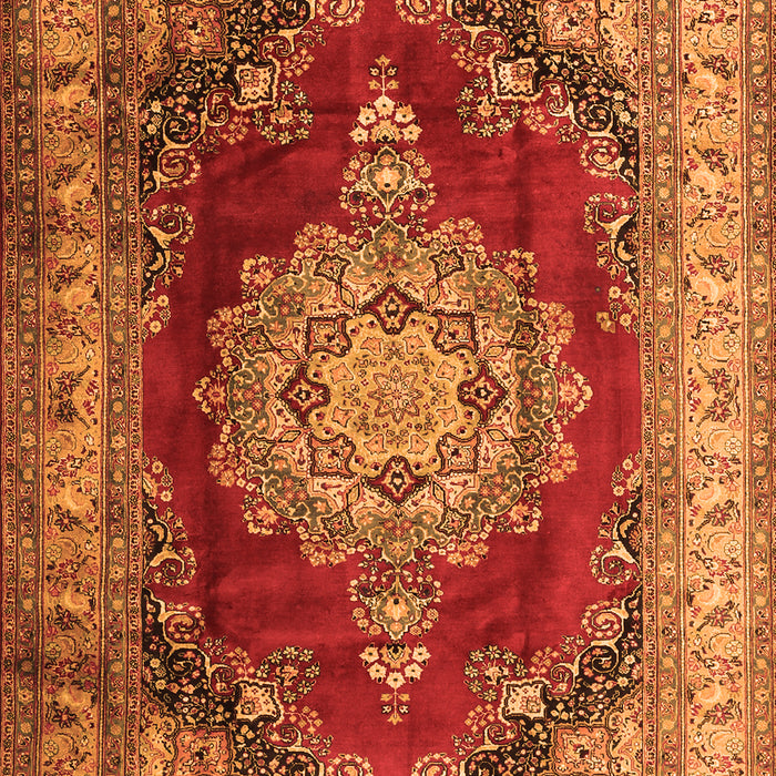 Serging Thickness of Machine Washable Medallion Orange Traditional Area Rugs, wshtr1215org