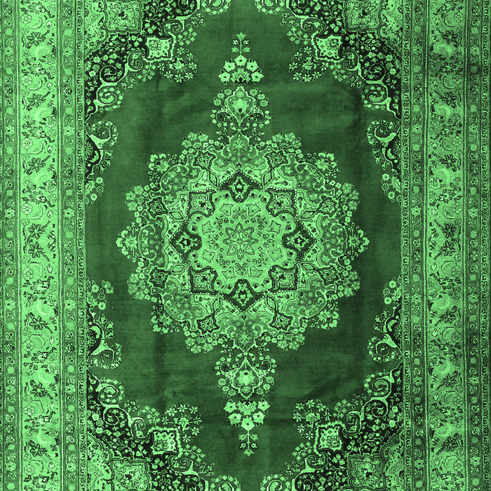 Machine Washable Medallion Emerald Green Traditional Area Rugs, wshtr1215emgrn