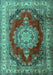 Machine Washable Medallion Turquoise Traditional Area Rugs, wshtr1215turq