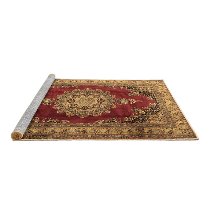 Sideview of Machine Washable Medallion Brown Traditional Rug, wshtr1215brn