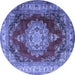 Round Medallion Blue Traditional Rug, tr1215blu