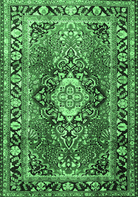 Medallion Emerald Green Traditional Rug, tr1216emgrn