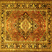 Square Medallion Yellow Traditional Rug, tr1216yw