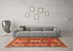 Machine Washable Medallion Orange Traditional Area Rugs in a Living Room, wshtr1216org