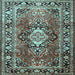 Square Medallion Light Blue Traditional Rug, tr1216lblu