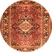 Square Medallion Orange Traditional Rug, tr1216org