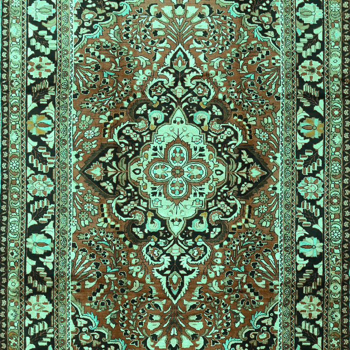 Machine Washable Medallion Turquoise Traditional Area Rugs, wshtr1216turq