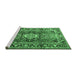 Sideview of Machine Washable Medallion Emerald Green Traditional Area Rugs, wshtr1216emgrn