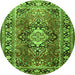 Square Medallion Green Traditional Rug, tr1216grn