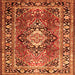 Serging Thickness of Medallion Orange Traditional Rug, tr1216org