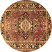 Round Medallion Brown Traditional Rug, tr1216brn