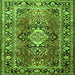 Serging Thickness of Medallion Green Traditional Rug, tr1216grn