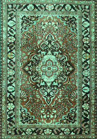 Medallion Turquoise Traditional Rug, tr1216turq