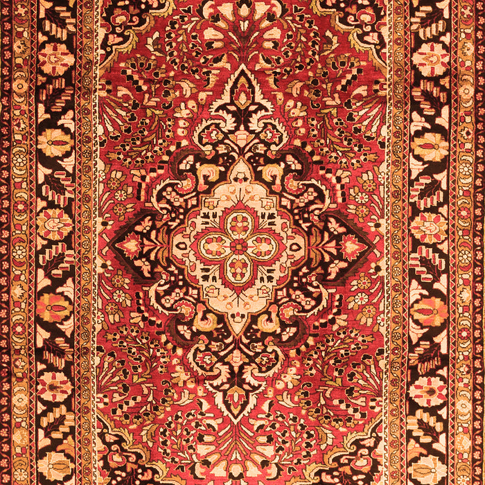 Serging Thickness of Machine Washable Medallion Orange Traditional Area Rugs, wshtr1216org