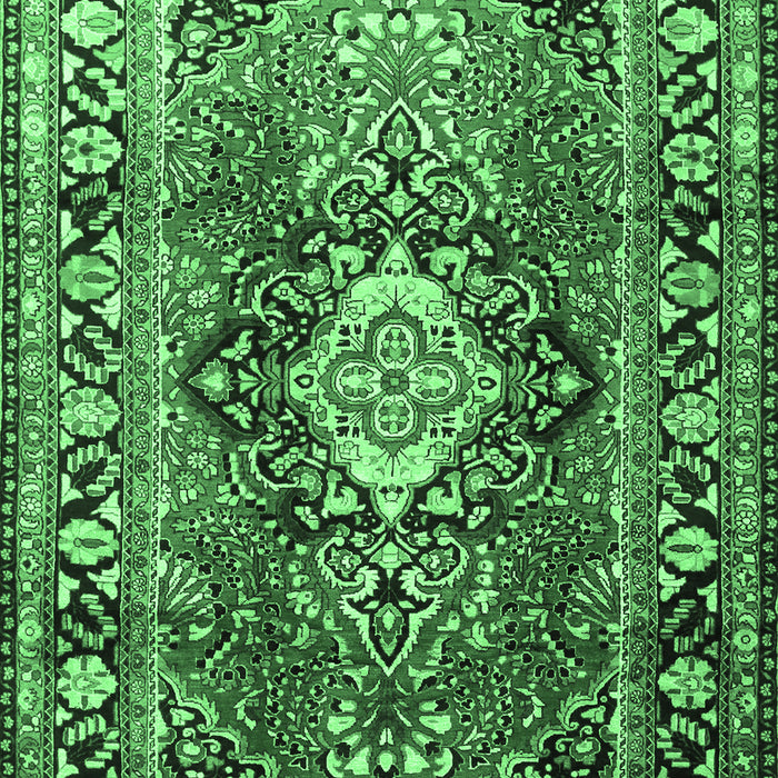 Machine Washable Medallion Emerald Green Traditional Area Rugs, wshtr1216emgrn